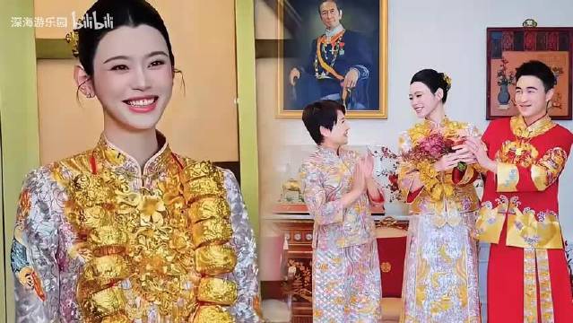 奚梦瑶晒敬茶礼22只龙凤镯成黄金围脖，四太赌王画像同框