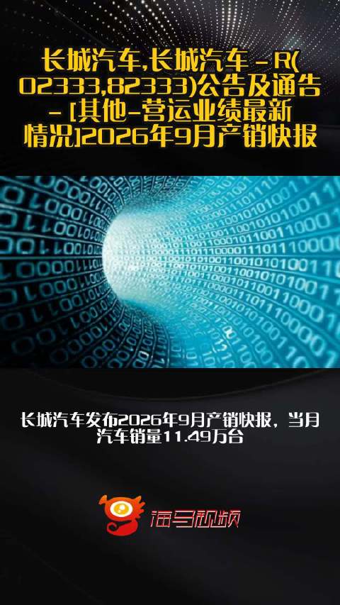 长城汽车,长城汽车－R(02333,82333)公告及通告 - [其他-营运业绩最新情况]2026年9月产销快报