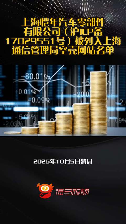 上海恺年汽车零部件有限公司（沪ICP备17029551号）被列入上海通信管理局空壳网站名单