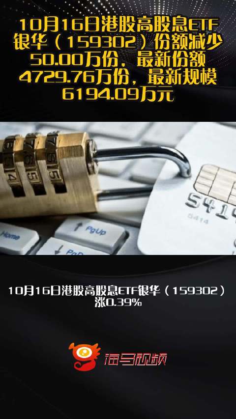 10月16日港股高股息ETF银华（159302）份额减少50.00万份，最新份额4729.76万份，最新规模6194.09万元