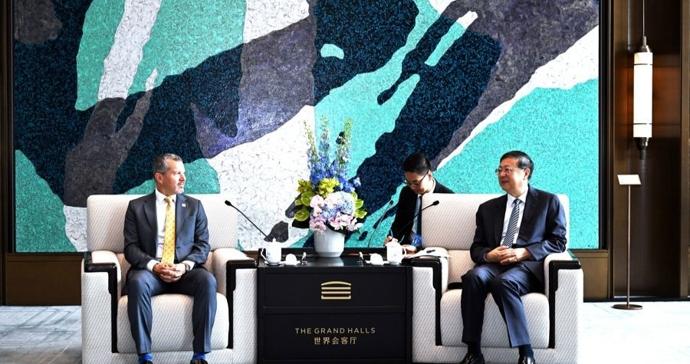 陈吉宁会见国际海事组织秘书长阿塞尼奥·多明戈斯 陈吉宁会见国际海事组织秘书长阿塞尼奥·多明戈斯