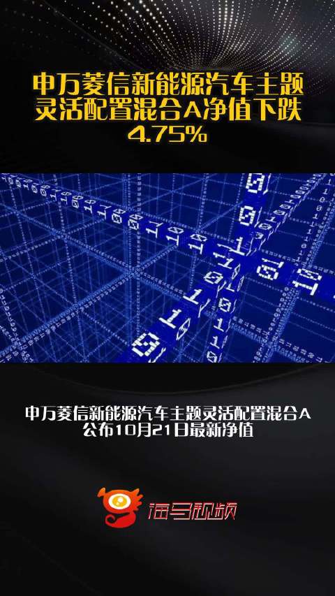 申万菱信新能源汽车主题灵活配置混合A净值下跌4.75%