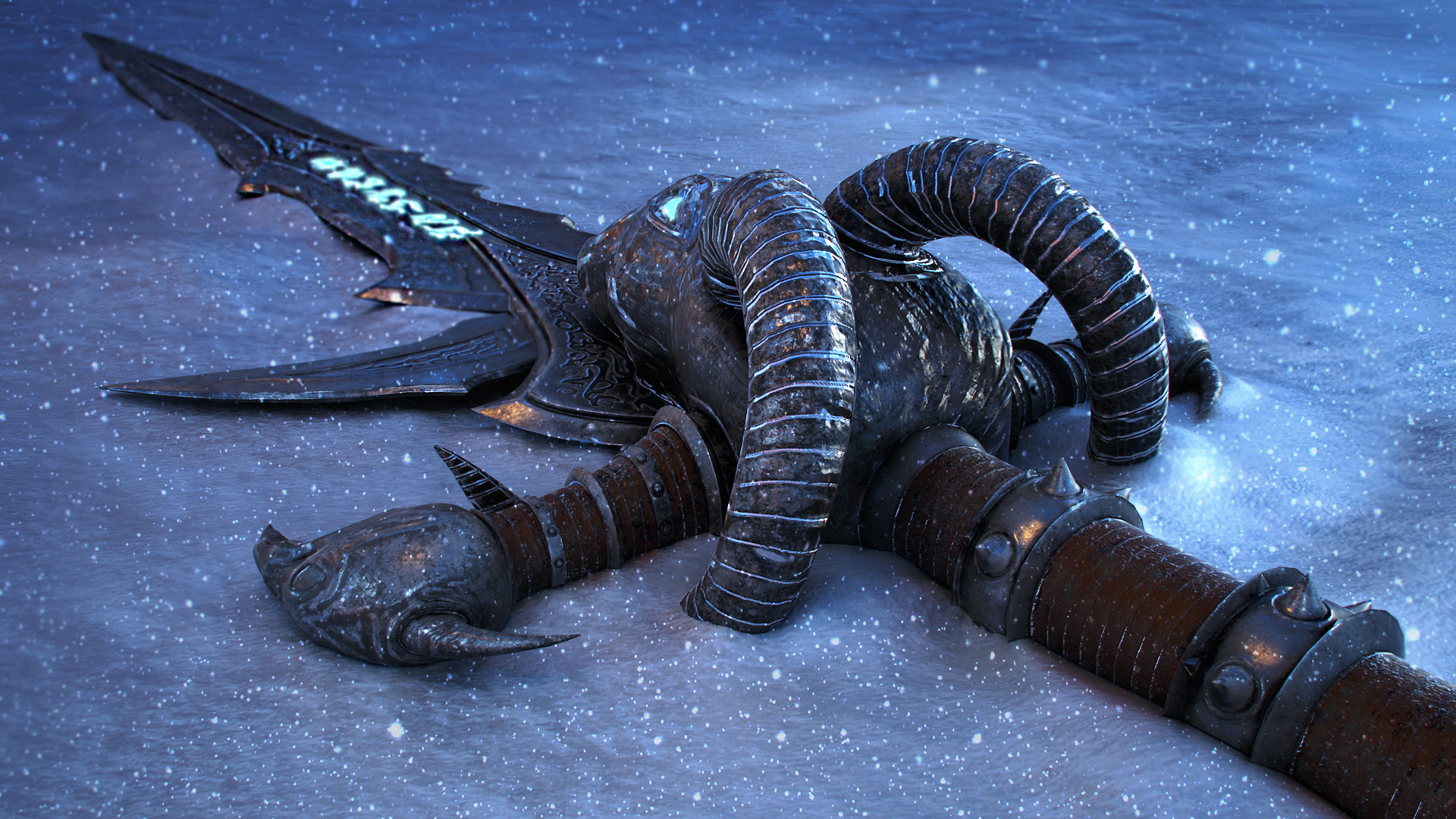 魔兽玩家原创作品欣赏:魔兽武器霜之哀伤3D画作-新浪魔兽世界专区