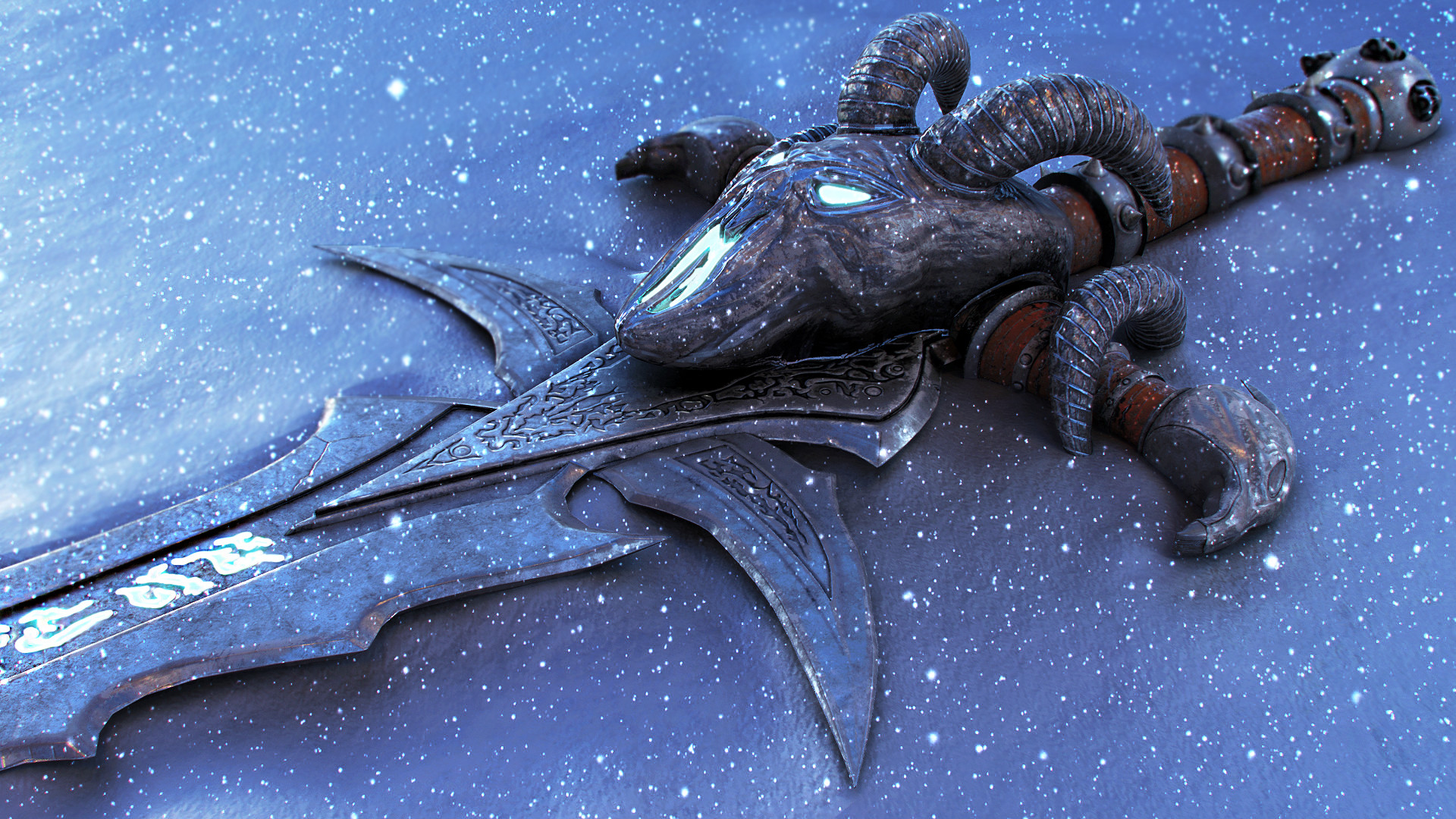 魔兽玩家原创作品欣赏:魔兽武器霜之哀伤3D画作