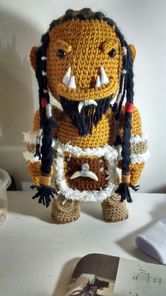 魔兽外国玩家手工毛线玩偶:霜狼氏族酋长杜隆