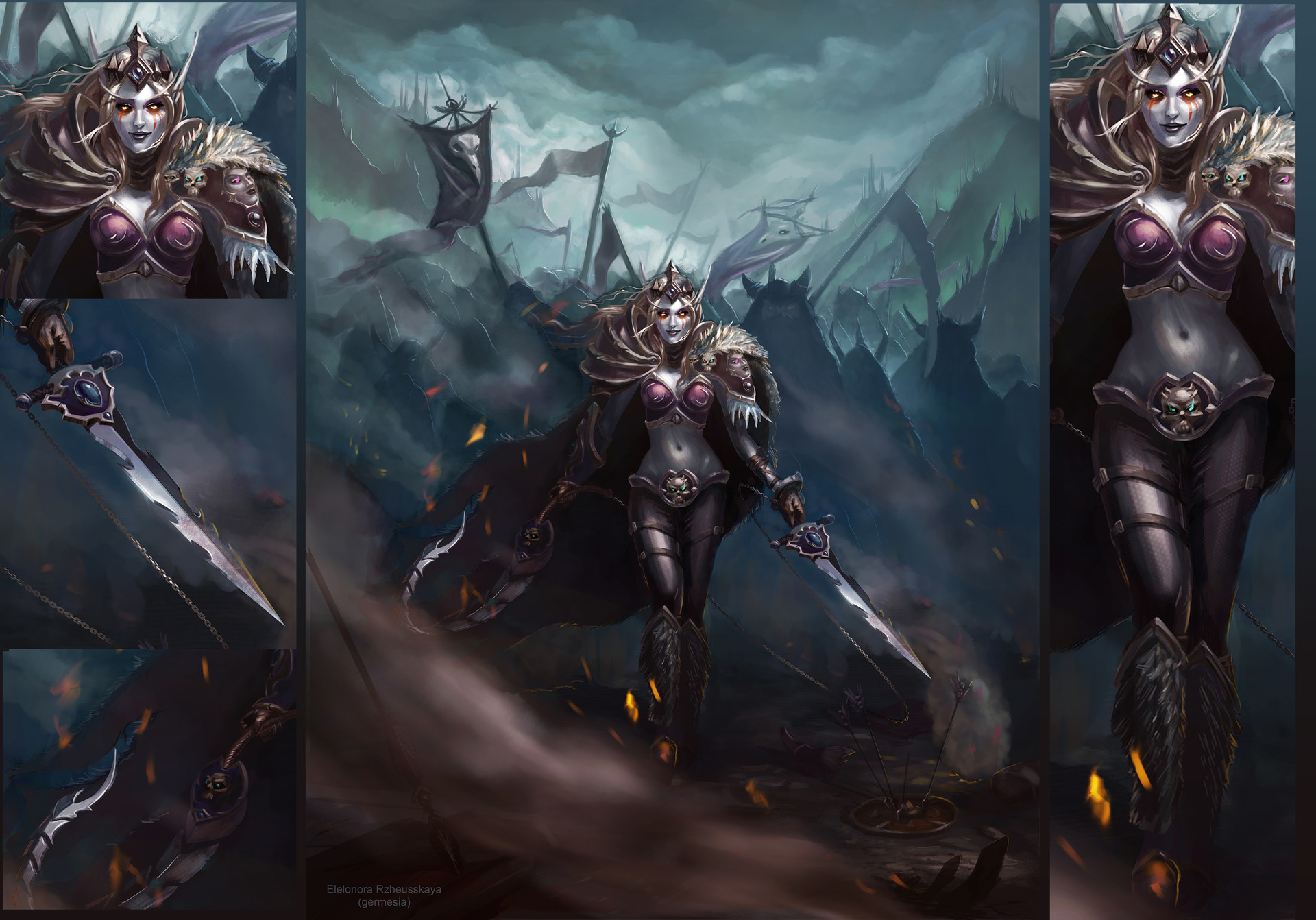魔兽玩家原创画作欣赏：统领着亡灵大军的女将军-新浪魔兽世界专区
