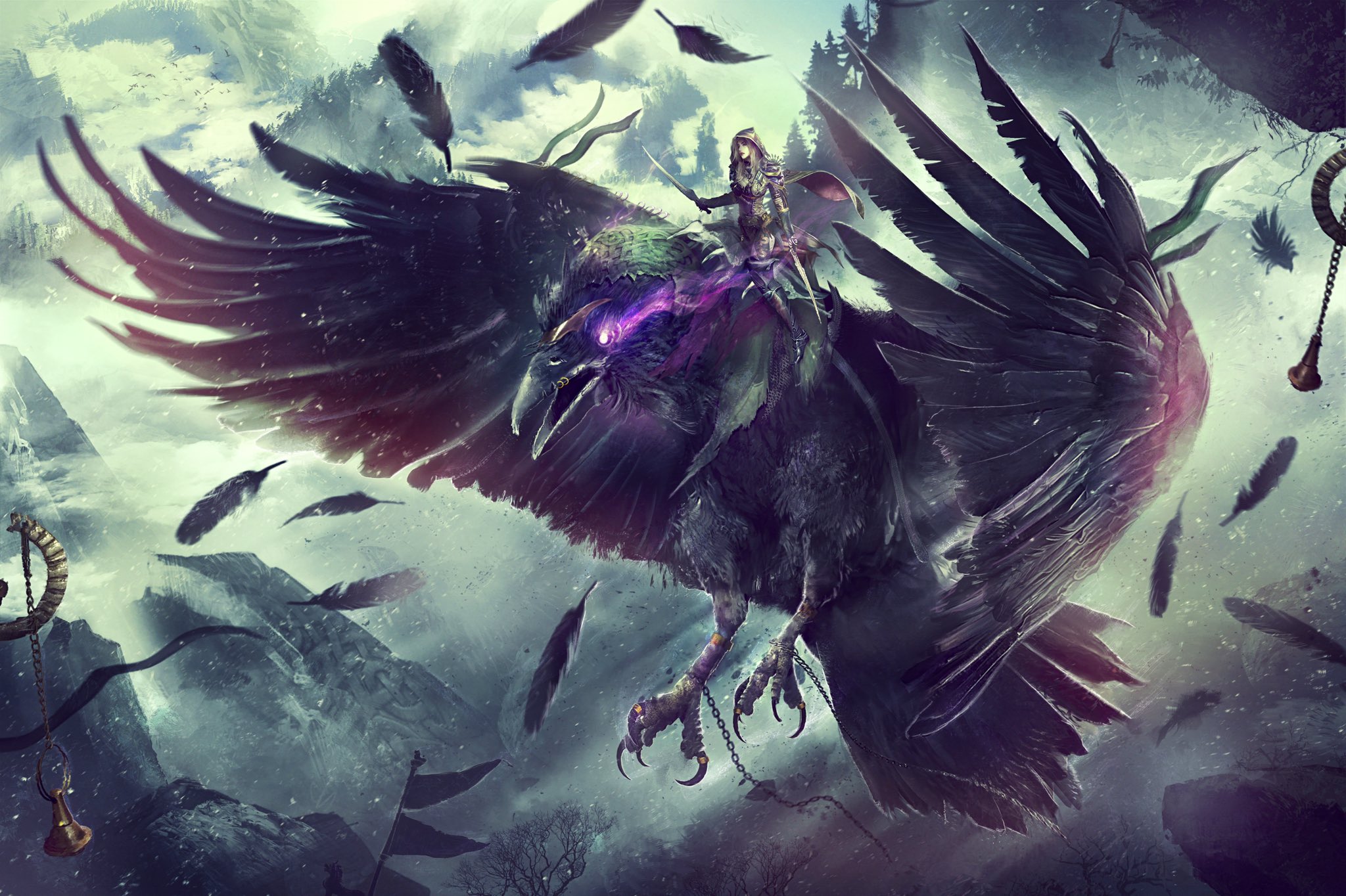 魔兽国外玩家同人画作赏 盗贼职业坐骑预兆乌鸦-魔兽世界