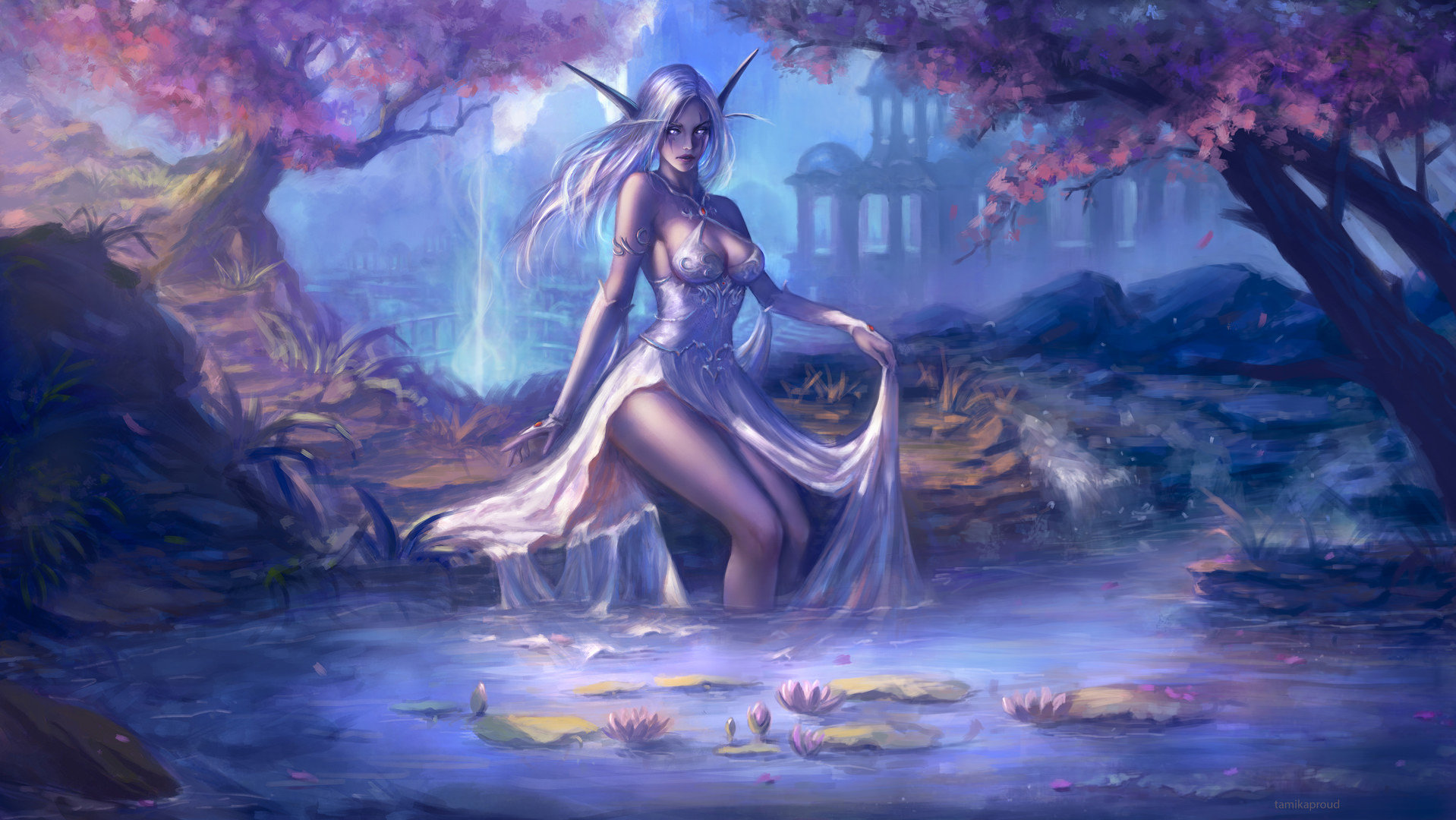 魔兽同人：戏水溪边 卡多雷帝国时期的暗夜美女