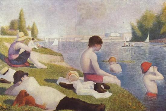 《阿尼埃尔浴场》（Bathers at Asnieres），1884年，收藏于英国国家美术馆