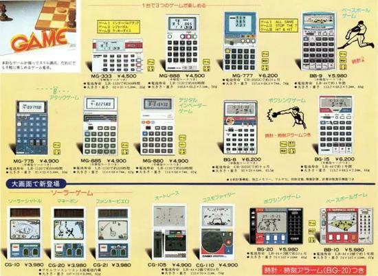 1980年代各种各样的游戏计算器