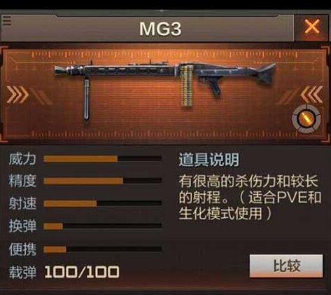 CF手游生化模式选什么枪 MG3生化模式神器_