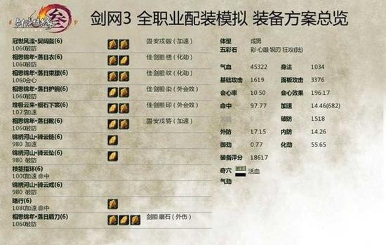 《剑网3》PVP苍云1060配装心得分享