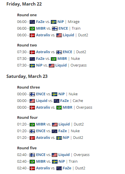 BLAST Pro圣保罗站小组循环赛比赛地图公布