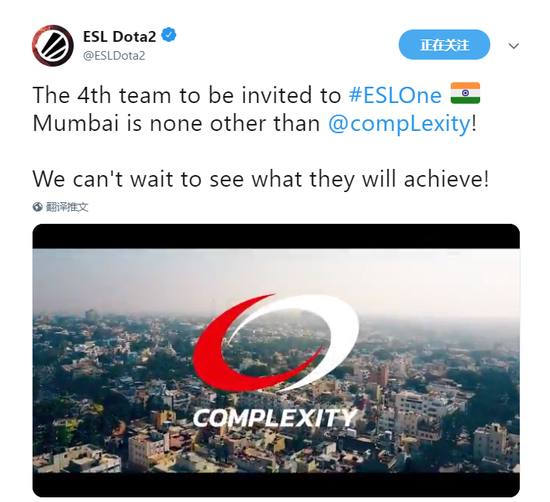 coL战队成ESL One孟买站第四支邀请战队