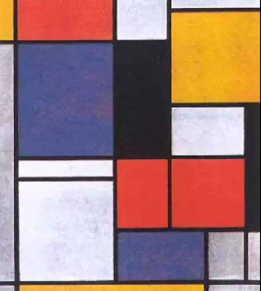 最出名的就是蒙德里安画的这些方块了。