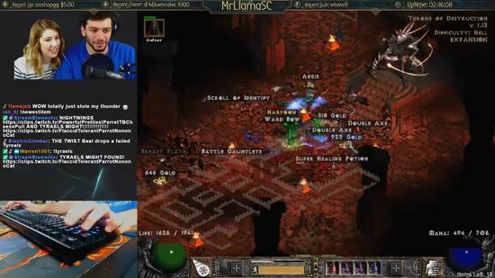 国外《暗黑2》主播手打获得泰瑞尔的力量 反应激动