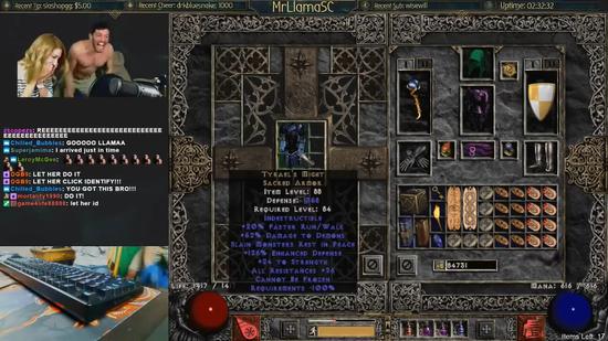 国外《暗黑2》主播手打获得泰瑞尔的力量 反应激动