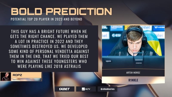 HLTV 2022年度最佳选手第8名：ropz