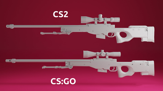 细节区别 CS2、CSGO主力枪械模型对比