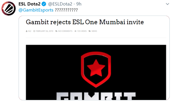 澄清谣言 Gambit成为孟买站第三支直邀队