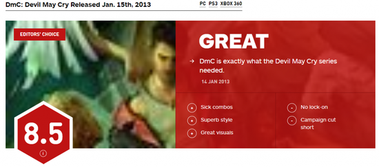 《DmC：鬼泣》在IGN上为8.5的评分