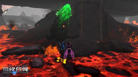 图5：《最终兵器》地图神之熔炉场景互动：英雄落入岩浆掉血