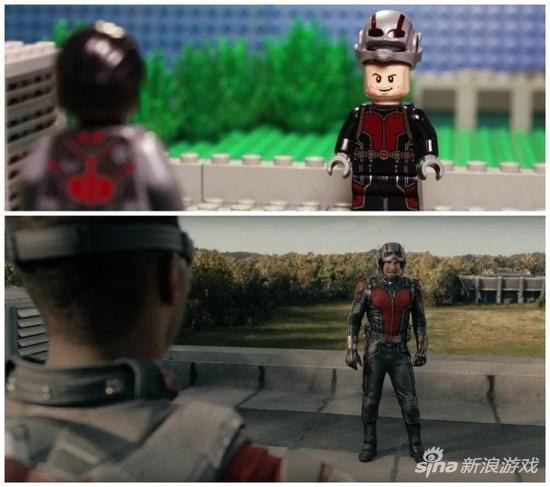 《蚁人》（Ant-Man）中的主角正向安东尼·麦凯（Anthony Mackie）饰演的“猎鹰”（The Falcon）介绍自己。