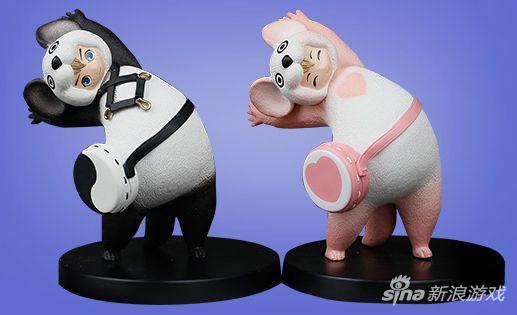 剑灵灵族熊猫装黑色粉色手办赏