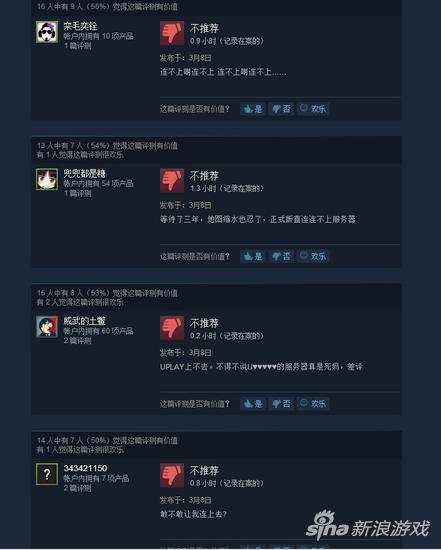 Steam上的《全境封锁》评价