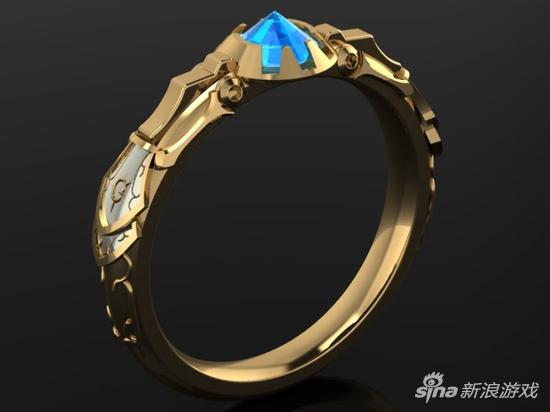 该作者还自制了伊泽瑞尔戒指，中央的宝石为上下颠倒的设计