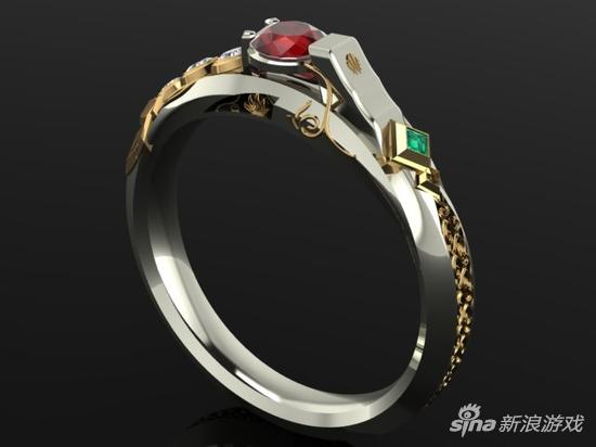 《英雄联盟》戏命师烬主题戒指 金边钻石闪不