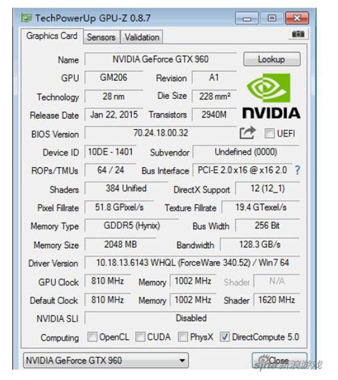 假冒GTX 960的GPU-Z信息