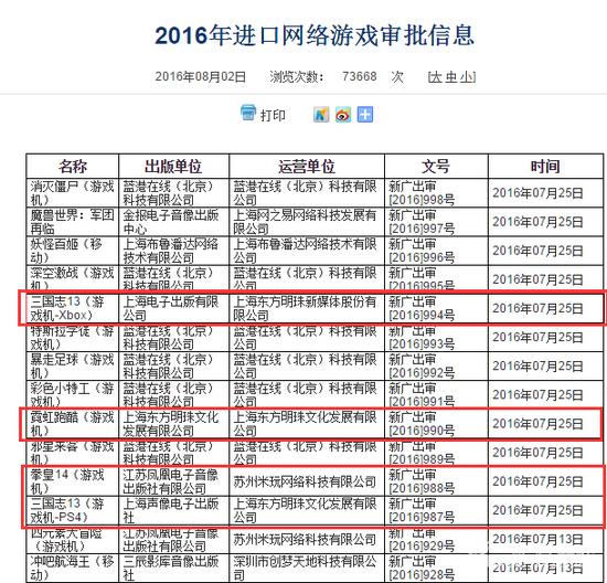 《三国志13》《拳皇14》主机国行版过审