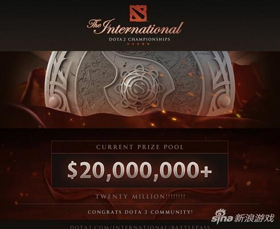 DOTA2 TI6奖金池达到2000万美元