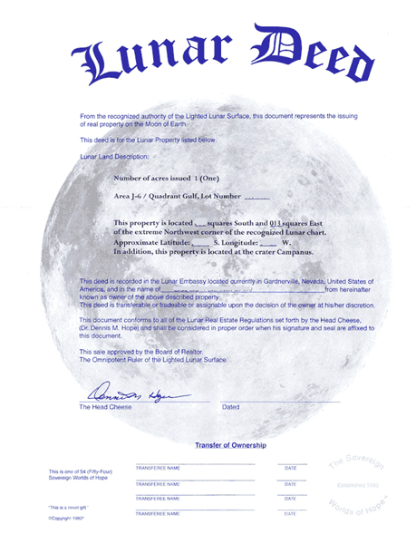 月球土地所有权证