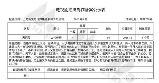 《仙剑4》电视剧《天河传》审批信息未见慕容紫英