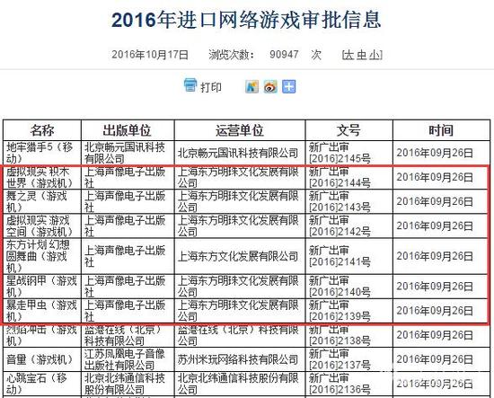 最新过审的国行游戏名单