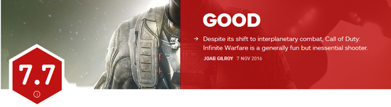 《使命召唤13：无限战争》IGN最终评分公布