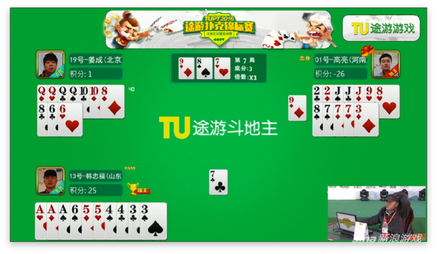 昔日总冠军参赛TUPT途游斗地主 预判牌局如上