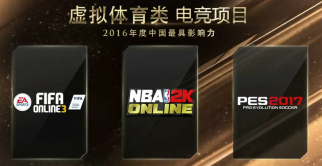 2016年度中国最具影响力虚拟体育类电竞项目
