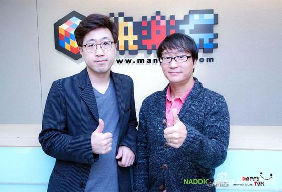 NADDIC GAMES CTO Brandon Cho与乐意传播CEO梁敏永合影