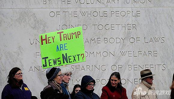 美国犹太裔组织的抗议禁穆令的游行