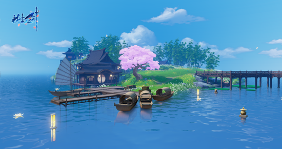 水天一色湖心景致