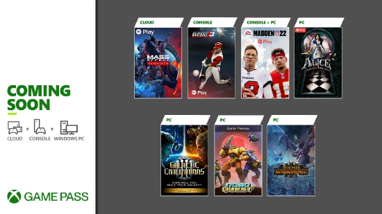 Xbox Game Pass 新增游戏：《全面战争：战锤 3》、《麦登橄榄球 22》等