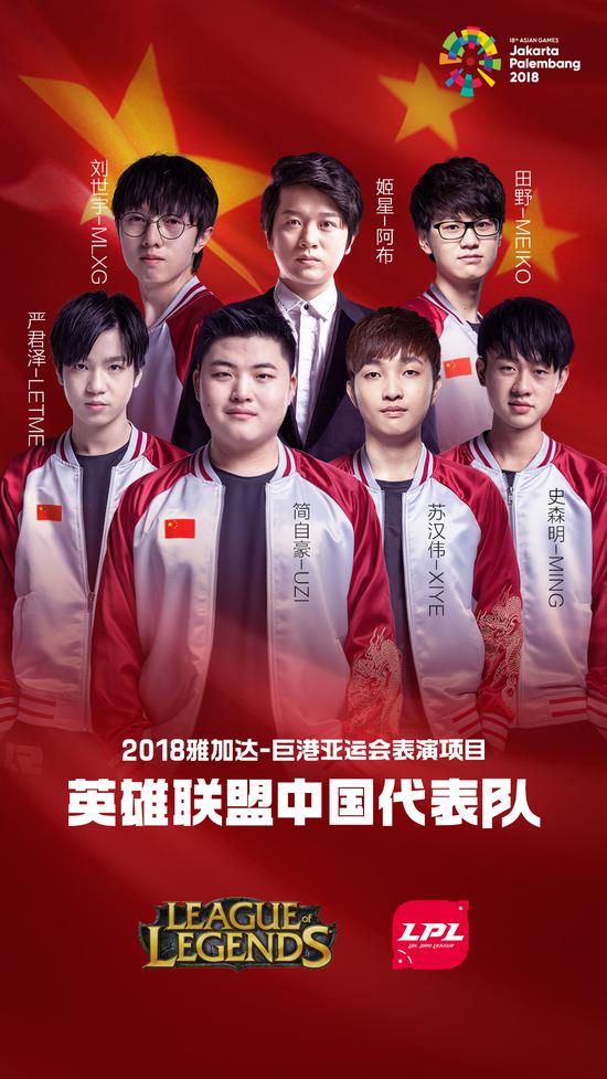 亚运会英雄联盟表演项目中国代表队名单正式公