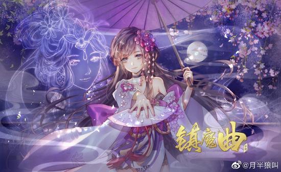 月半狼叫最爱夜樱，笔下少女萌出新感觉