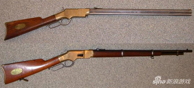 亨利式杠杆步枪（上）与温彻斯特1866