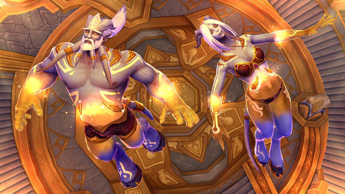 魔兽玩家原创同人画作分享 虚空精灵和光铸德莱尼