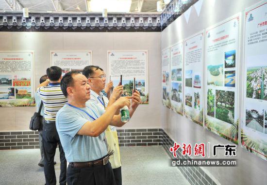 观众在欣赏“广东十大美丽乡村”、“广东美丽乡村精品线路”专题展 主办方供图 