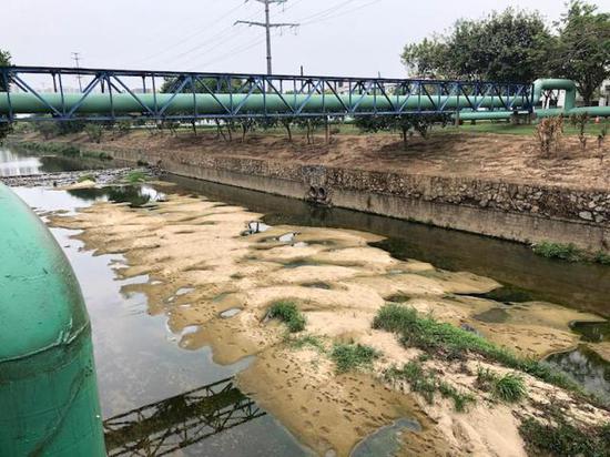 永和河新源桥排水管区域。(拍摄:卢奕贝)